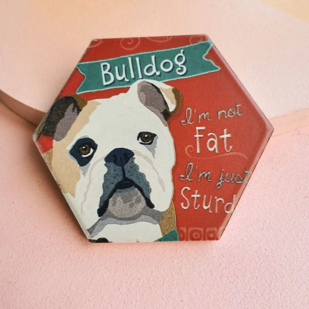 Humorous Bulldog Red Ceramic Coaster